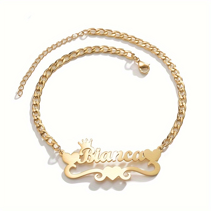 Men's Custom Name Cuban Chain Bracelet with Heart Charm
